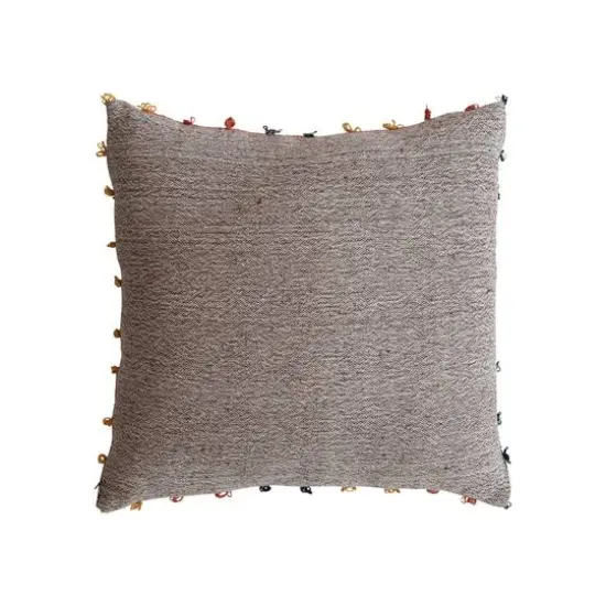 Hello Honey® 18" x 18" Multicolor Plaid Woven Cotton Blend Pillow with Knots {4}