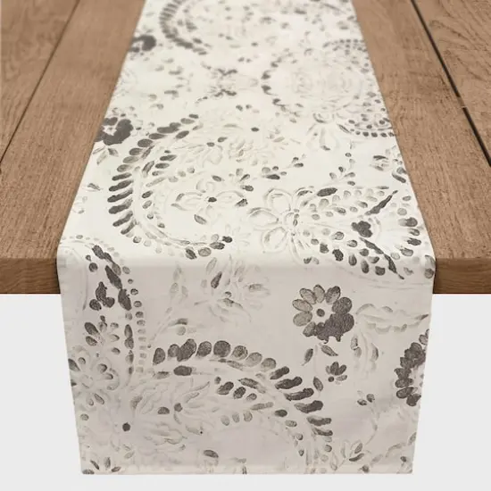90" Vintage Paisley Poly Twill Table Runner {1}