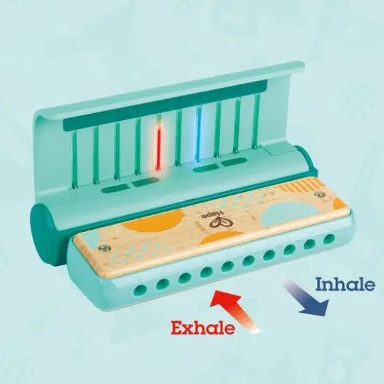 Hape Learn with Lights Teal Harmonica {3}
