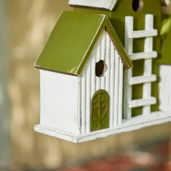 Glitzhome&reg; 14.75" Distressed Wood Villa Birdhouse with 3D Ladder {6}