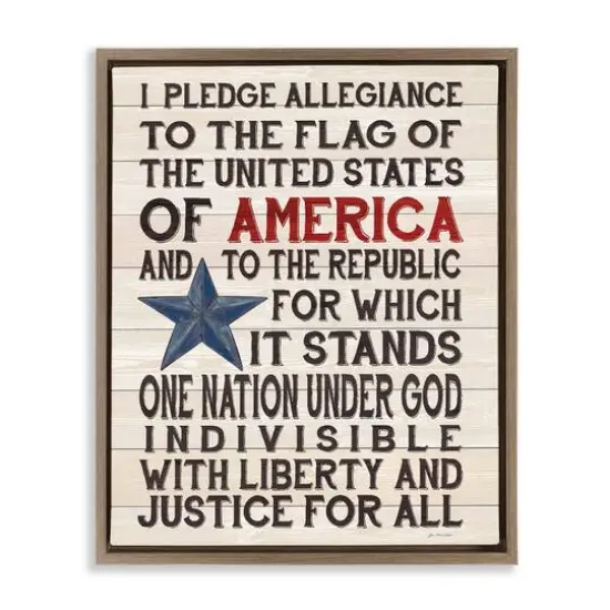 Stupell Industries Pledge of Allegiance Patriotic Floater Framed Art Brown {1}