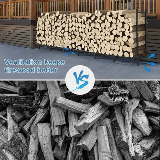 NEX&trade; Outdoor Firewood Rack with Blue Cover Combo Set {3}