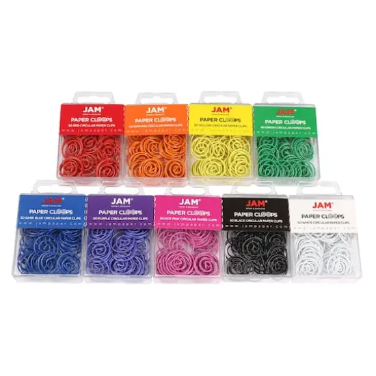 JAM Paper Assorted Colors Circular Paper Clips, 9 Packs of 50 {3}