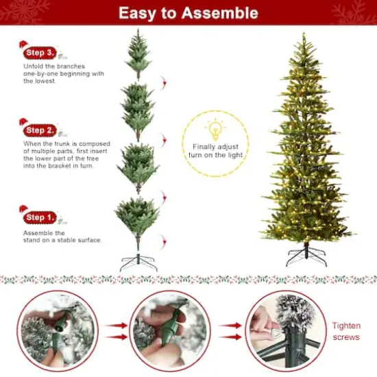 9ft. Pre-Lit Green Slim Fir Artificial Christmas Tree, Color Changing LED Lights {9}