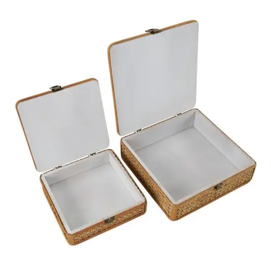 Brown Woven Rattan Box Set {8}