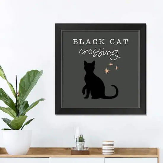 Black Cat Halloween Print in Black Frame {4}