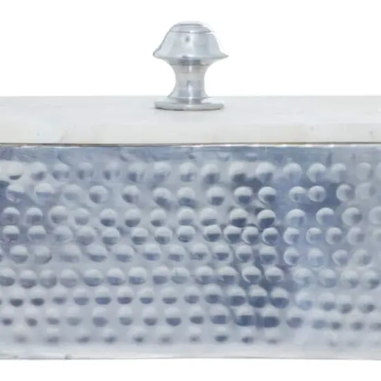 Gray Rectangular Aluminum Jewelry Box with Stoneware Lid {4}