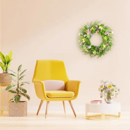 30" Artificial Dogwood & Lavender Floral Spring Wreath {5}