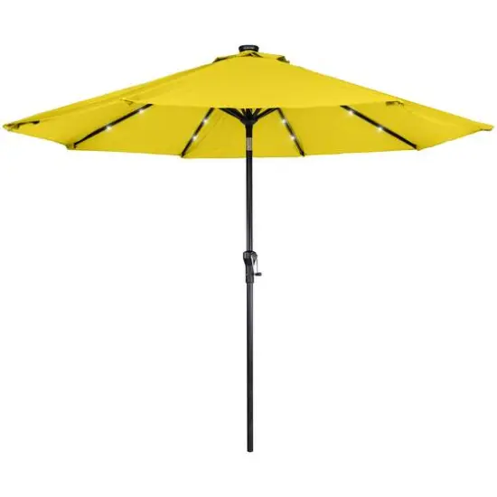 9ft. Solar Lighted Outdoor Patio Market Umbrella Yellow {2}