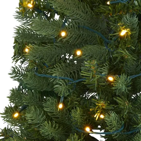 4ft. Pre-Lit Hanging Artificial Flat Back Christmas Tree, Clear LED Lights {4}
