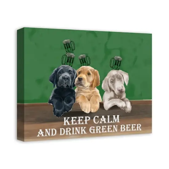 Keep Calm Drink Beer Dogs 20" x 16" Canvas Wall Art {3}