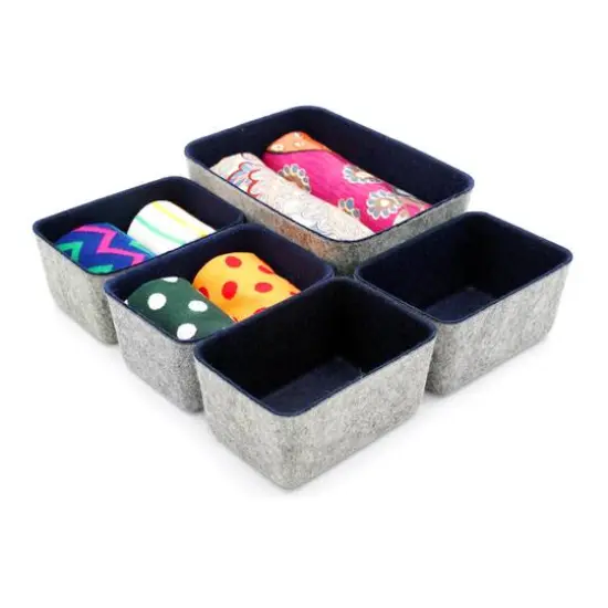 Welaxy Felt 5 Piece Drawer Organizer Bins Hot Pink {2}