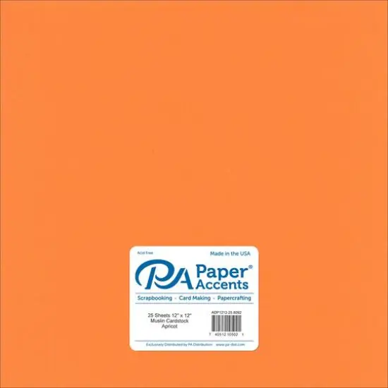 PA Paper&trade; Accents 12" x 12" Muslin 73lb. Cardstock, 25 Sheets Apricot {1}
