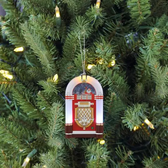 Miniature White Vintage Jukebox Ornament {3}