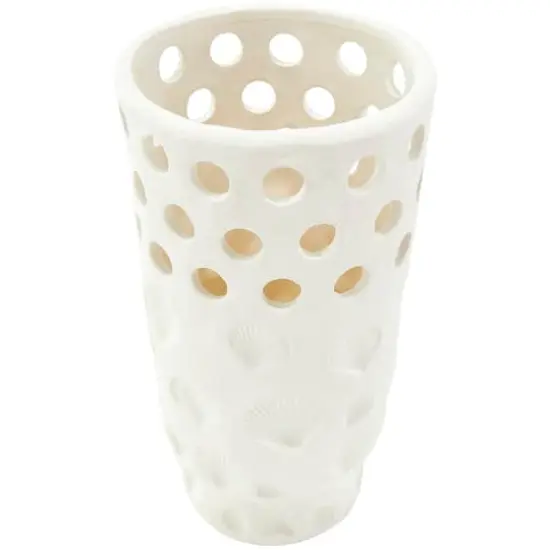 13" White Ceramic Shell Vase {4}