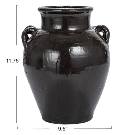 Hello Honey&reg; 12" Black Decorative Clay Jar {6}