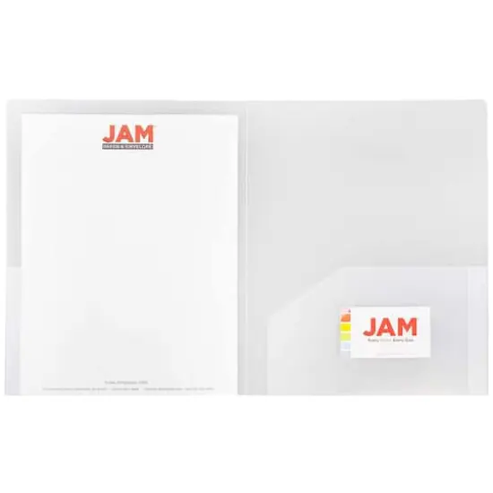 JAM Paper Heavy Duty Plastic 2-Pocket Folders, 6ct. Clear {5}