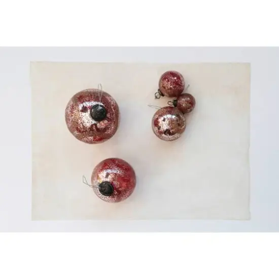 Hello Honey&reg; 5" Red Mercury Glass Ball Ornament with Gold Garland Design {3}