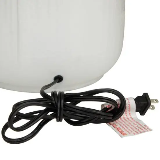 White Glass Gourd Style Base Table Lamp with Drum Shade 17" x 17" x 29" {7}