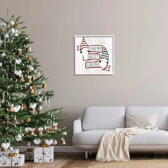 Stupell Industries Sweet Gnome Banner Phrase Framed Giclee Art White {3}