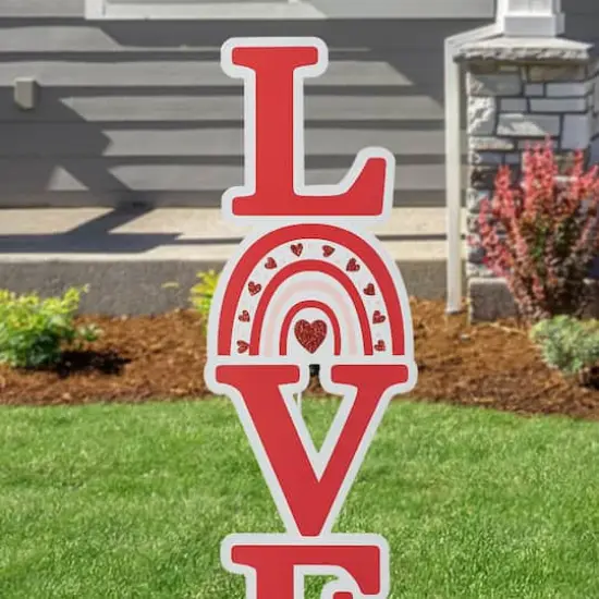 Glitzhome&reg; 36" Valentine's Metal Rainbow "LOVE" Yard Stake {6}