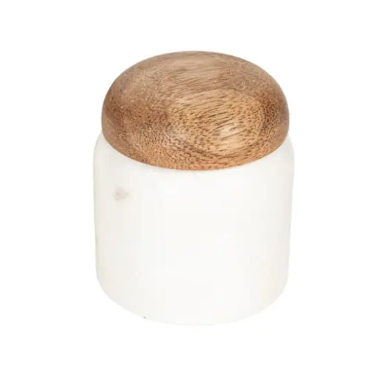 Hello Honey® 3.25" White Marble & Mango Wood Pinch Pot with Lid {1}