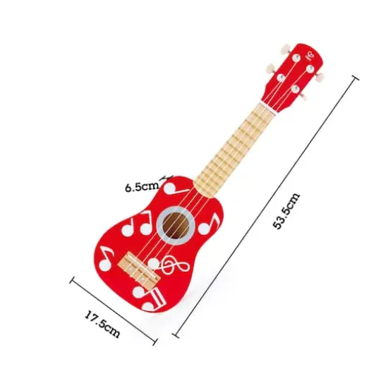 Hape 21" Red Dot Kid's Wooden Toy Ukulele {3}