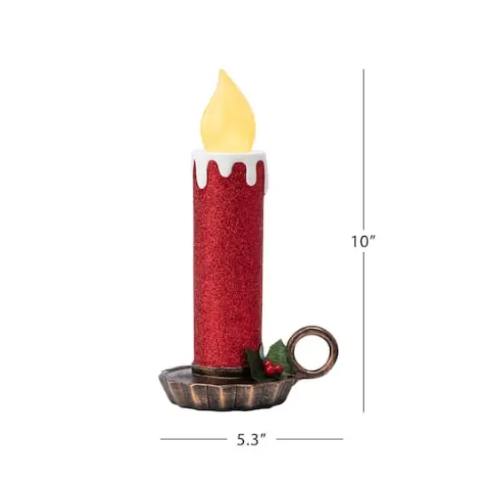 10" Red Flickering LED Glittery Candles, 2ct. {4}