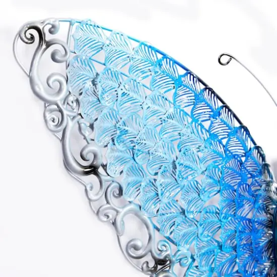 Silver & Blue Butterfly Eclectic Metal Wall Decor {5}