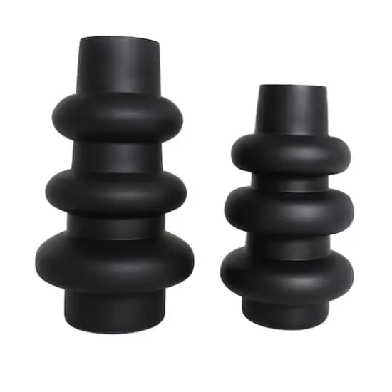 Black Bubble Ribbed Glass Vase Set {5}