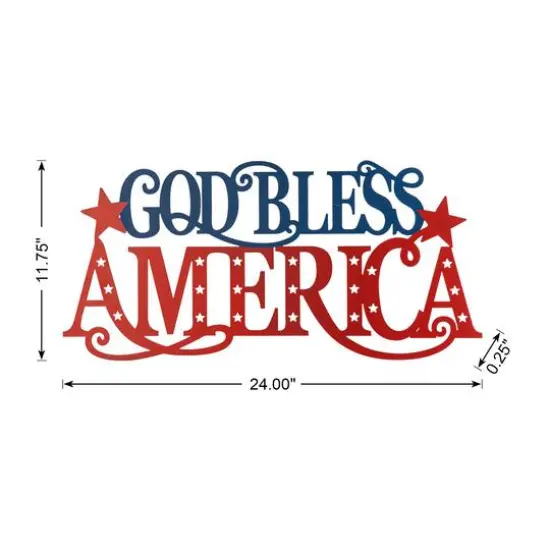 Glitzhome&reg; 24" Patriotic God Bless America Wall D&eacute;cor {7}