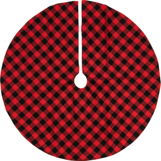 20" Red and Black Buffalo Plaid Mini Christmas Tree Skirt {1}