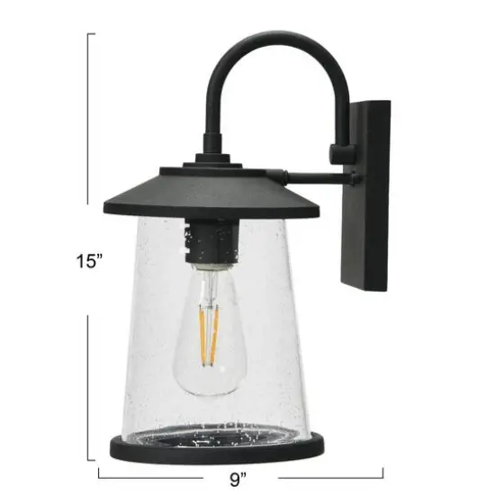 Hello Honey&reg; Robert Stevenson Lighting Hudson 14.5" Distressed Zinc Metal & Seedy Glass Outdoor Light {7}