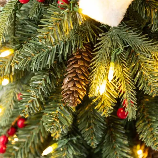 Glitzhome&reg; 4FT Oversized Christmas Woodland Santa with 5FT Lighted Green Artificial Christmas Tree {7}