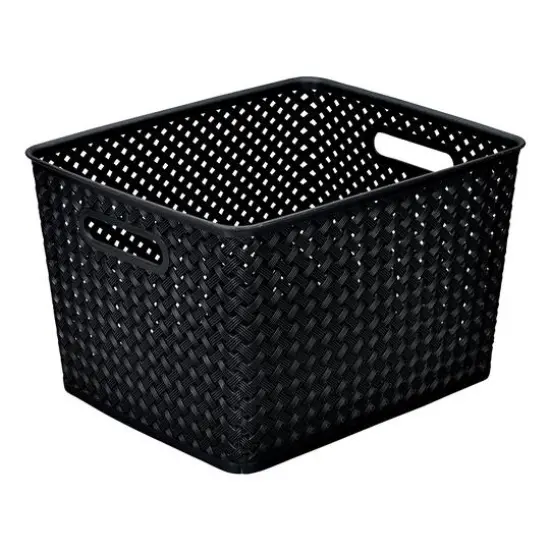 Simplify Large Wicker Storage Bin Gray {1}