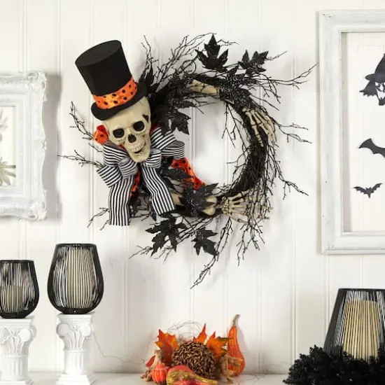 26" Halloween Dapper Skeleton Wreath {4}