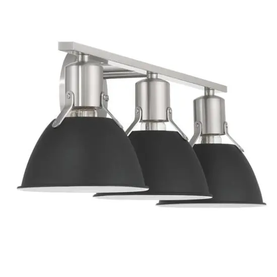 Hello Honey&reg; 24" Cooper Black & Nickel Metal 3-Light Vanity Light with Etched Glass Shades {9}