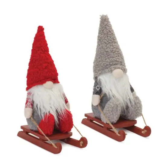 13.5" Plush Winter Gnome on Sled Set {1}