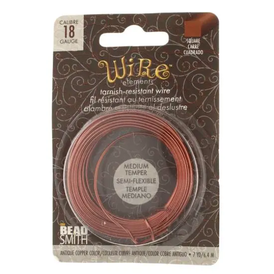 The Beadsmith&reg; Wire Elements&trade; 18 Gauge Tarnish Resistant Medium Temper Square Wire, 7yd. Antique Copper {2}