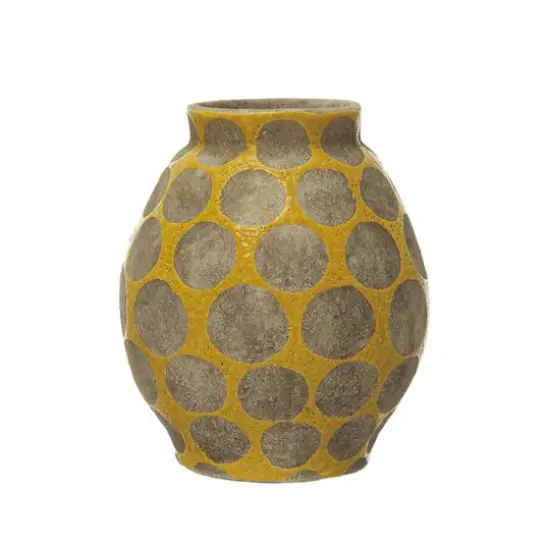 Hello Honey&reg; 9'' Yellow Terra Cotta Vase with Wax Relief Dots {1}