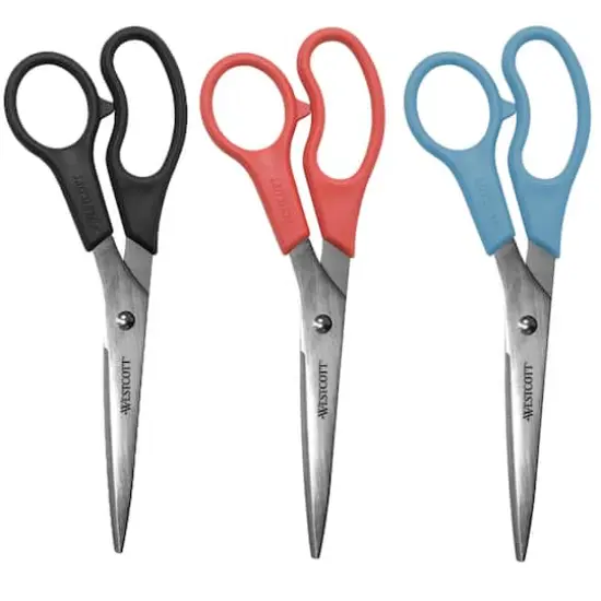 Westcott&reg; 8" Assorted Straight All Purpose Value Scissors, 3ct. {1}