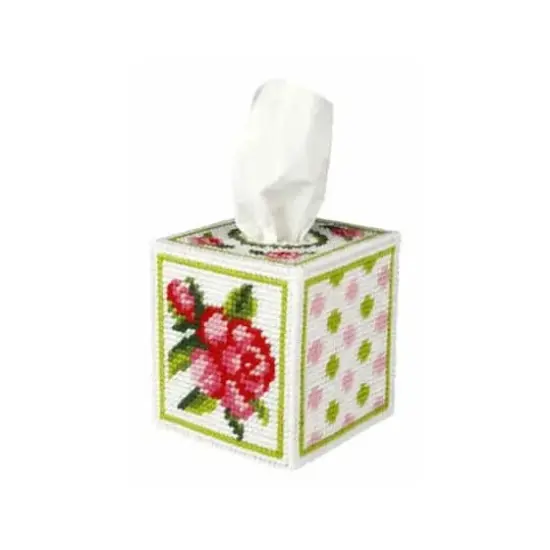 Orchidea Tissue Box Cover - Needlepoint (Halfstitch) Kit Rose {1}