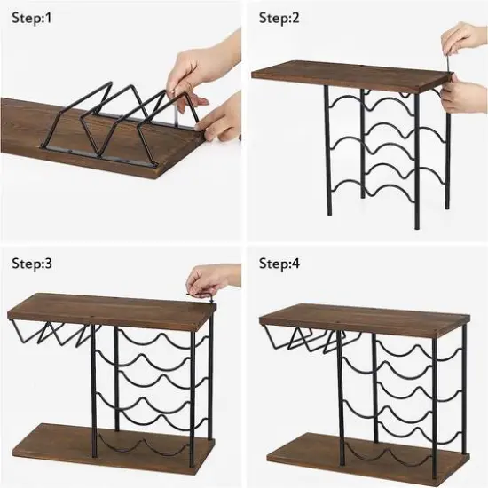Brown Countertop Freestanding Wine Rack  {8}