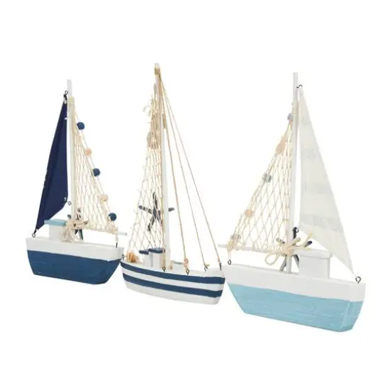 Blue Sail Boat with Netting & Starfish Sculpture Set {12}