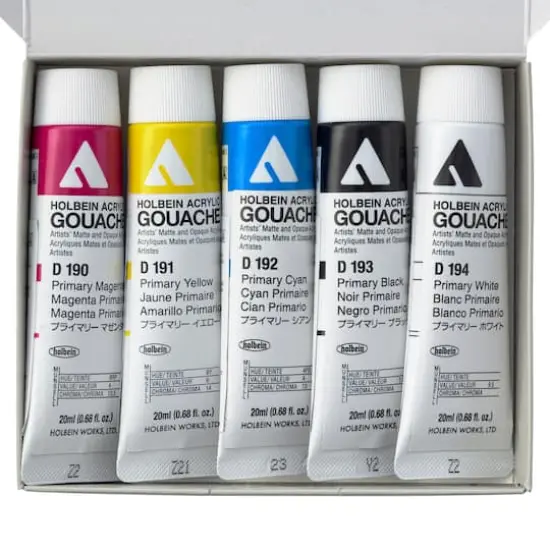 Holbein Artist Acrylic Gouache Primary 5 Mixing Colors Set {3}
