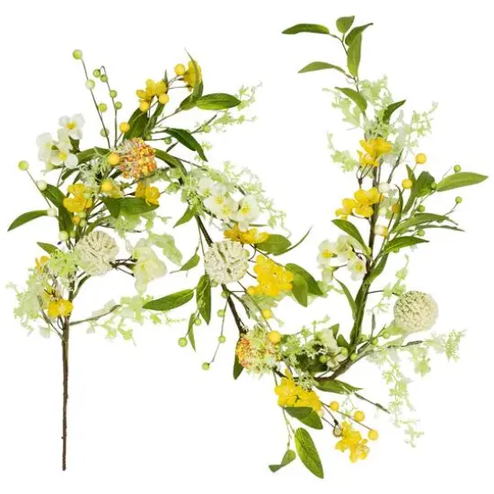 5ft. Yellow Berry & Thistle Floral Spring Garland {7}