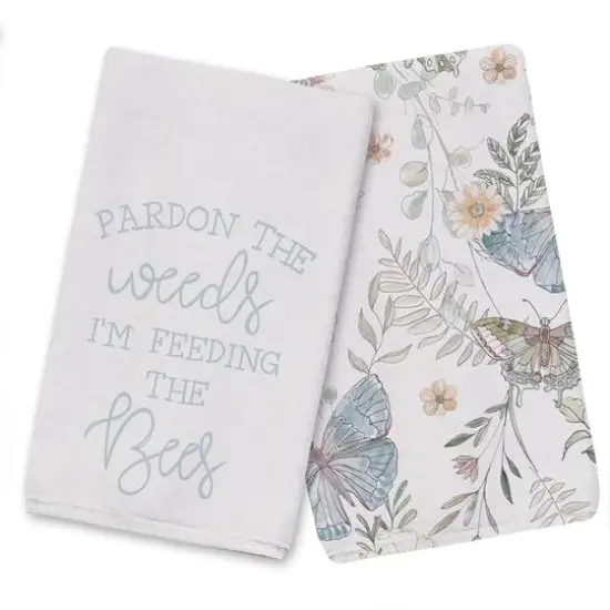 Feeding The Bees Tea Towel Set White {1}