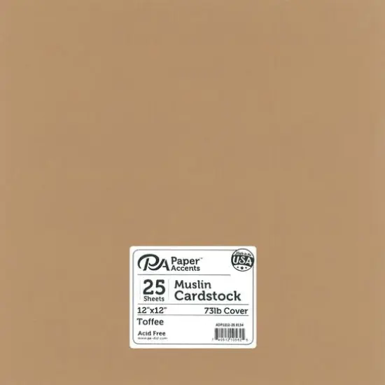 PA Paper™ Accents 12" x 12" Muslin 73lb. Cardstock, 25 Sheets Toffee {1}