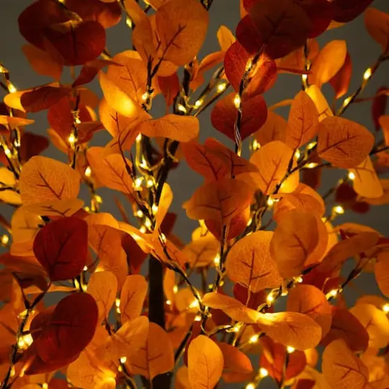 6ft. Pre-Lit Bright Autumn Eucalyptus Artificial Fall Tree with 420 Warm White LED Lights {5}