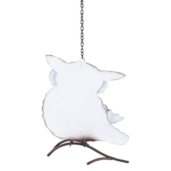 8" Blue & Yellow Metal Outdoor Wall Hanging Owl {6}